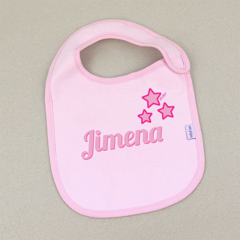 Babero Personalizado Estrellas Rosa - Mikeko