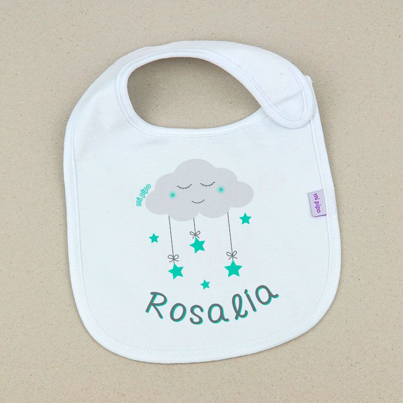 Babero Personalizado Nube Menta - Mikeko