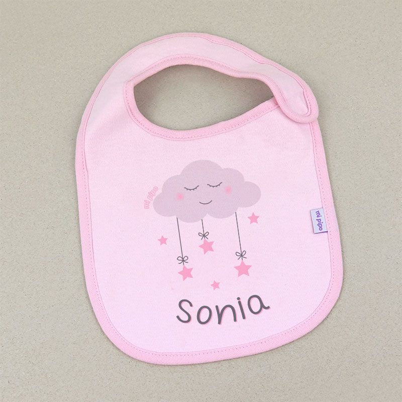 Babero Personalizado Nube Rosa - Mikeko