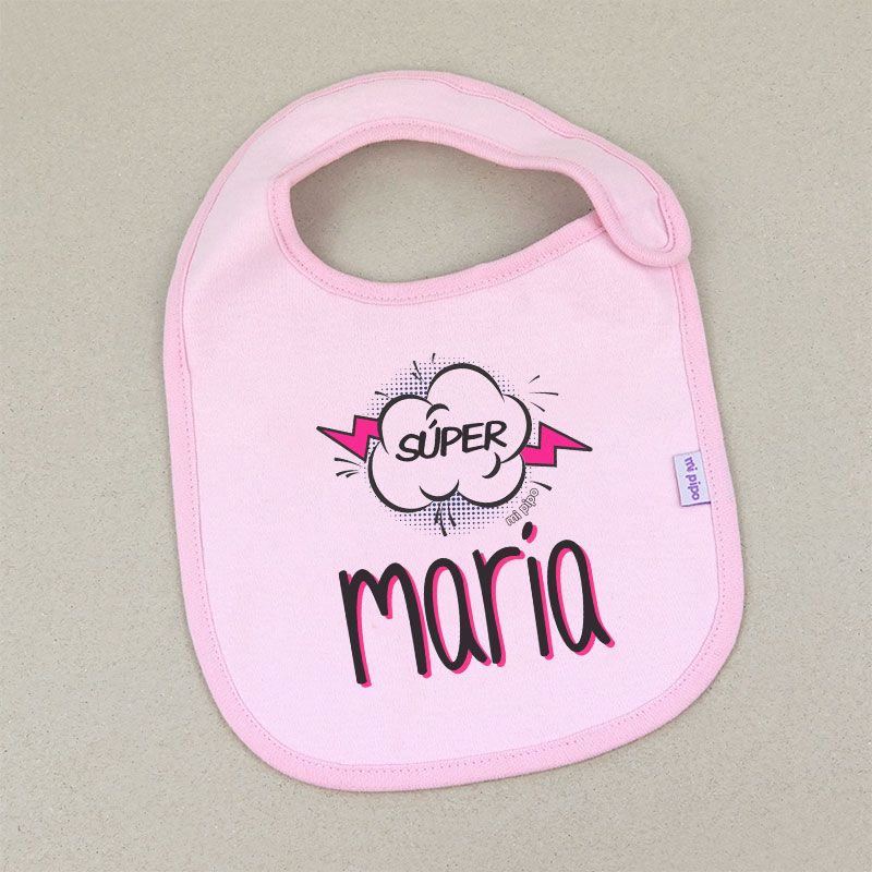 Babero Personalizado Súper Rosa - Mikeko