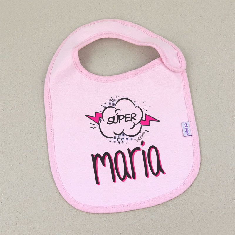 Babero Personalizado Súper Rosa - Mikeko