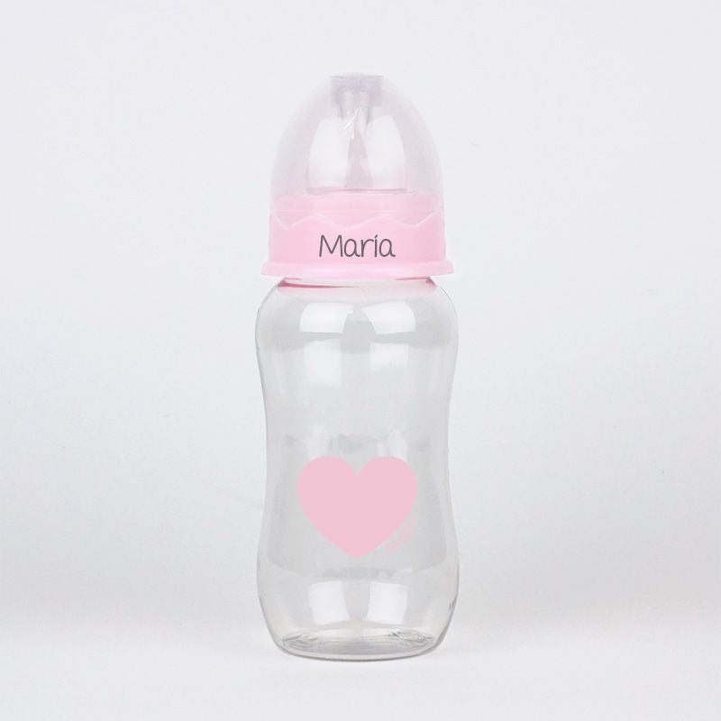 Biberón Corazón Rosa 300 ml Personalizado - Mikeko