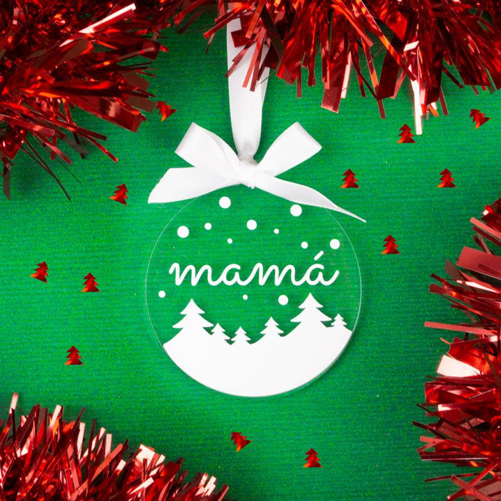 Bola Blanca Navidad METACRILATO Personalizada, elige diseño - Mikeko