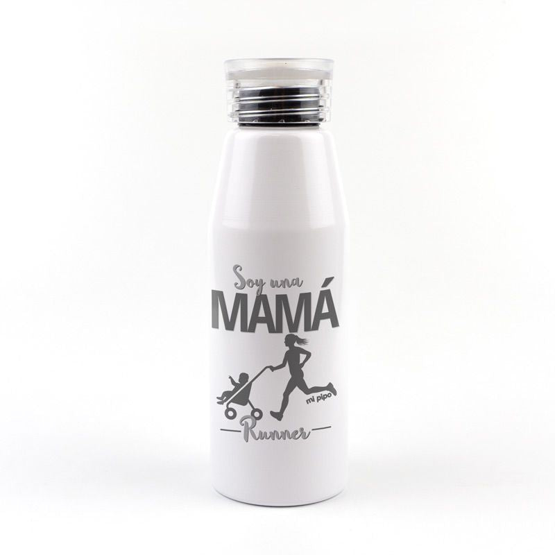 Botella Aluminio divertida Soy una Mamá runner - Mikeko