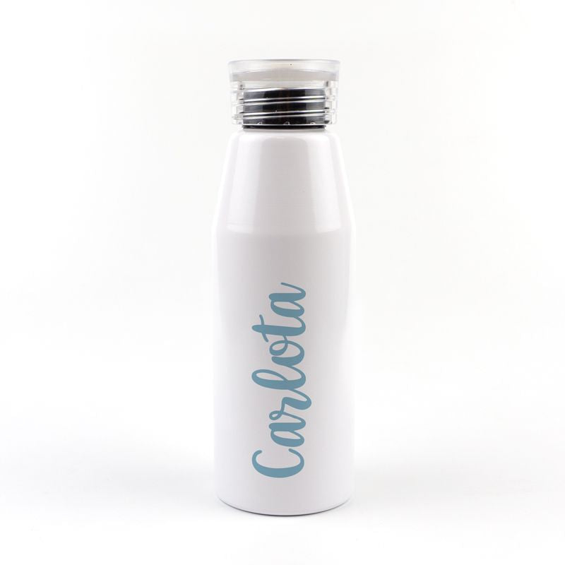 Botella Aluminio personalizada Caligrafía Azul - Mikeko