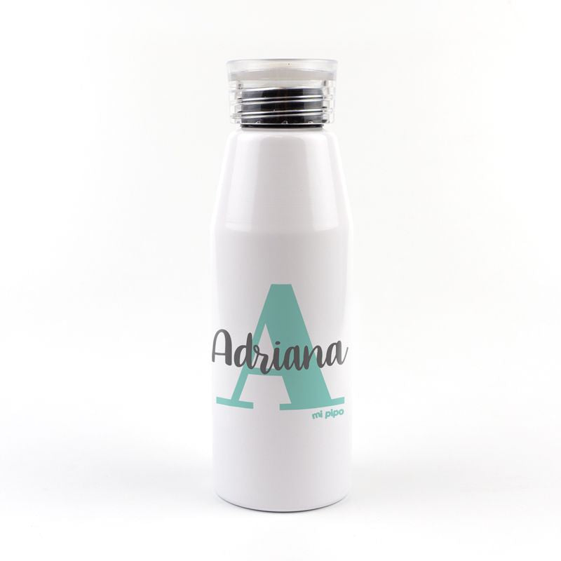 Botella Aluminio personalizada Inicial Menta - Mikeko