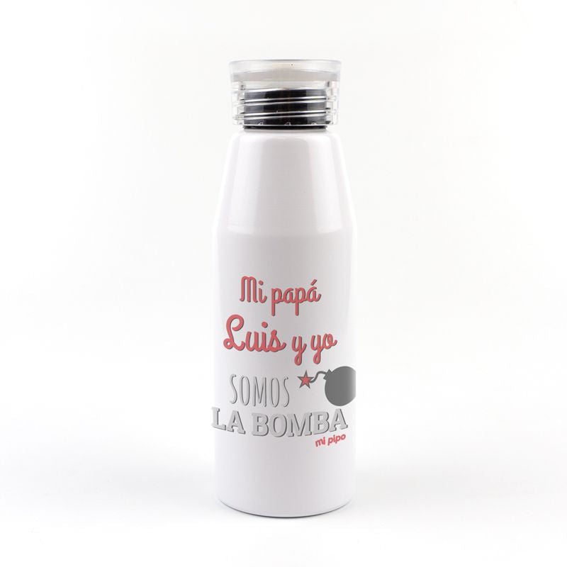 Botella Aluminio personalizada Mi Papá (Nombre) y yo somos la Bomba - Mikeko