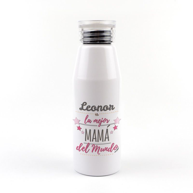 Botella Aluminio personalizada (Nombre) eres la mejor Mamá del Mundo - Mikeko