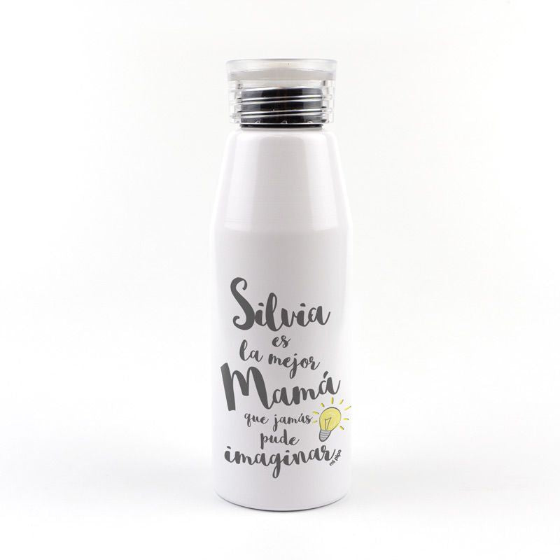 Botella Aluminio personalizada (Nombre) eres la mejor Mamá que jamás pude imaginar - Mikeko