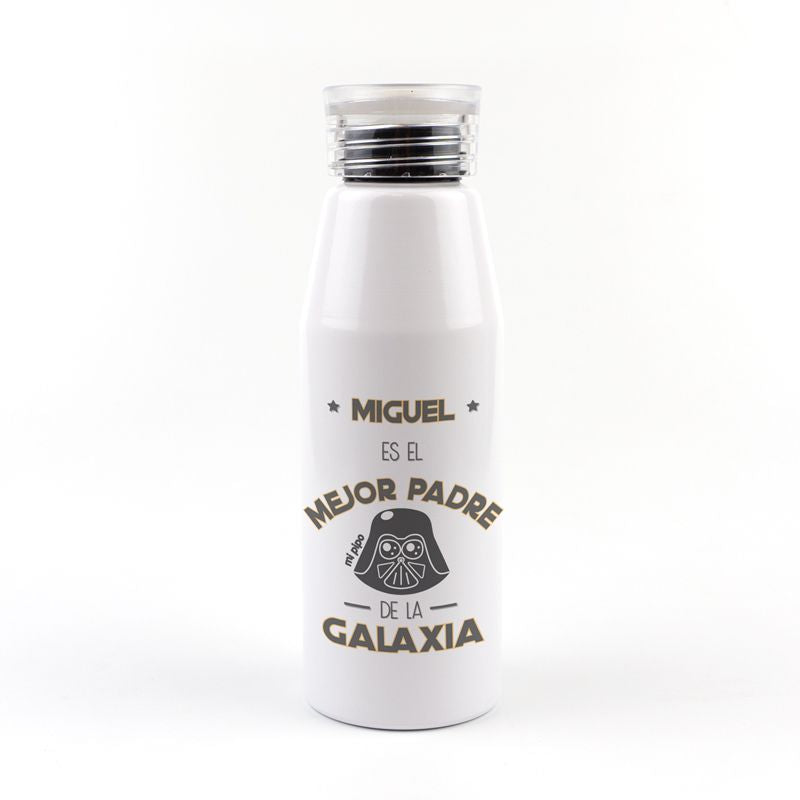 Botella Aluminio personalizada (Nombre) es el mejor Padre de la Galaxia - Mikeko
