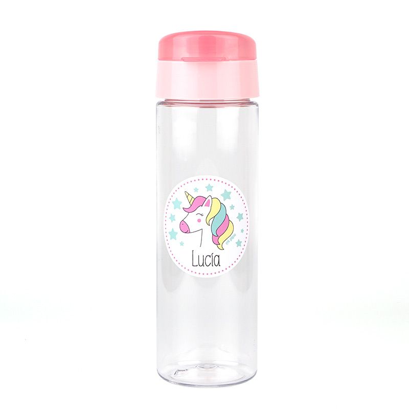 Botella Unicornio Rosa 600ml personalizada - Mikeko