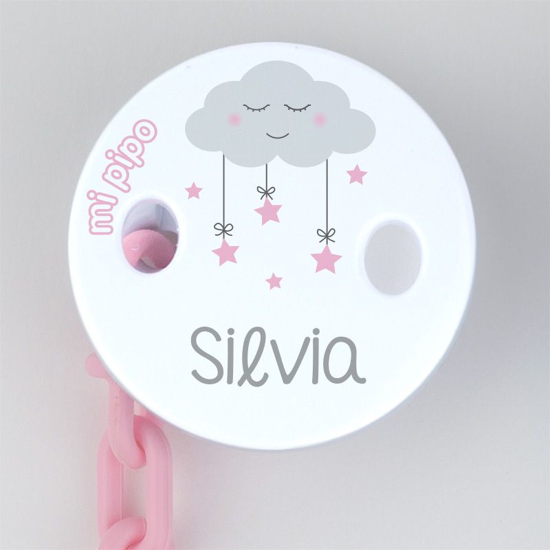 Broche Pinza Deco Nube Rosa Personalizado - Mikeko