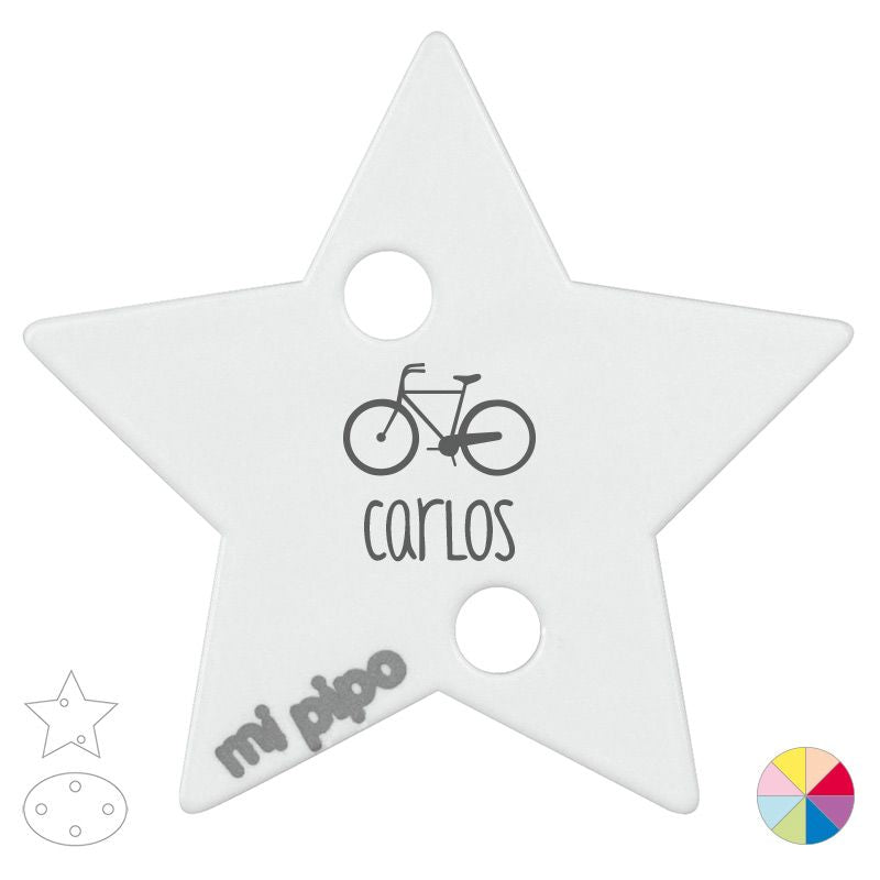 Broche Pinza Personalizado Nombre + Bicicleta - Mikeko