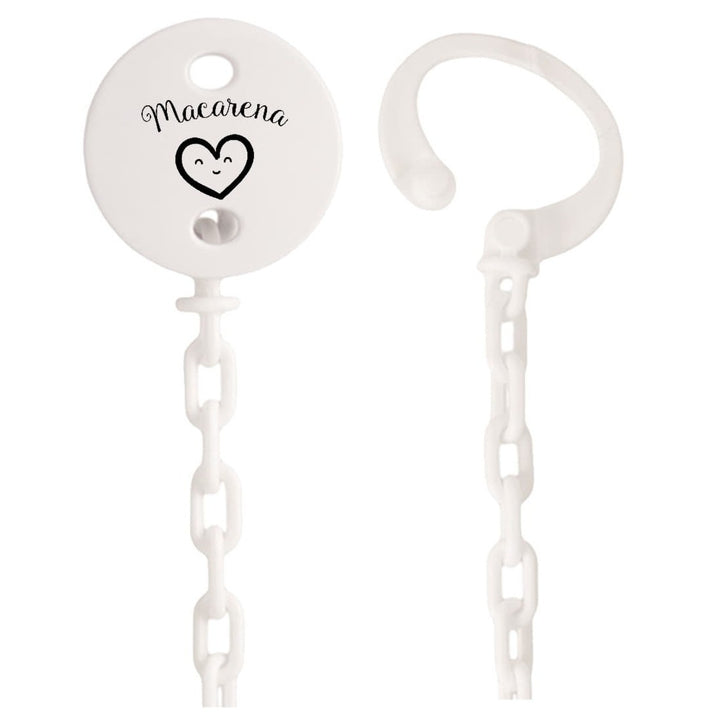 Cadena Sujeta Chupete Dibujo Corazón con Nombre Personalizado - Mikeko