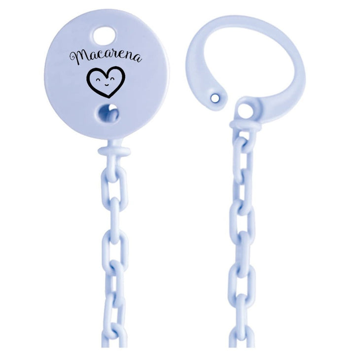 Cadena Sujeta Chupete Dibujo Corazón con Nombre Personalizado - Mikeko