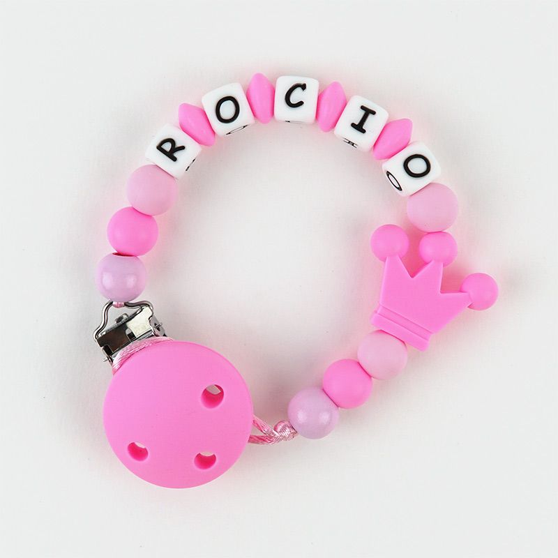Cadenita de silicona Corona Tonos Rosa Personalizada - Mikeko
