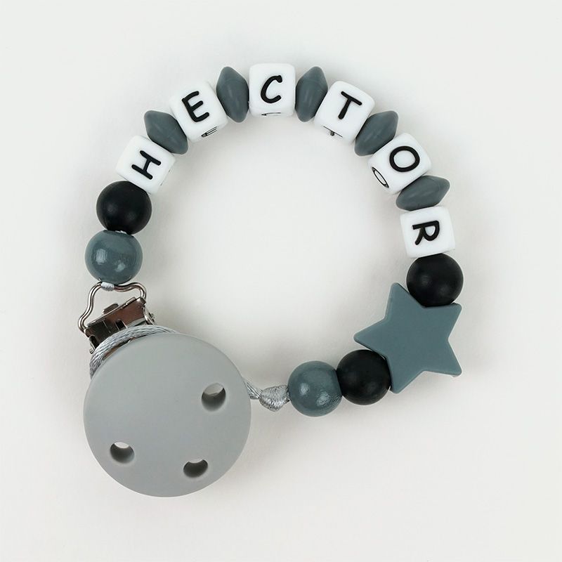 Cadenita de silicona Estrella Gris Personalizada - Mikeko