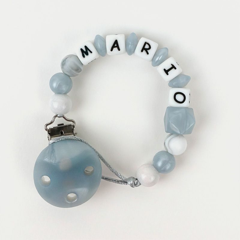 Cadenita de silicona Hexágono Gris Nácar Personalizada - Mikeko