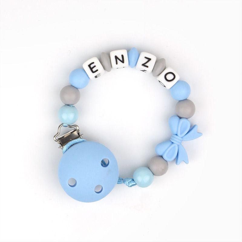 Cadenita de silicona Personalizada Lazo Celeste - Mikeko