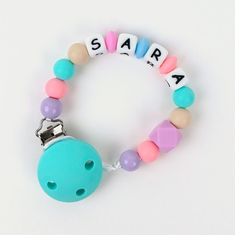 Cadenita de silicona Turquesa Multicolor Personalizada - Mikeko