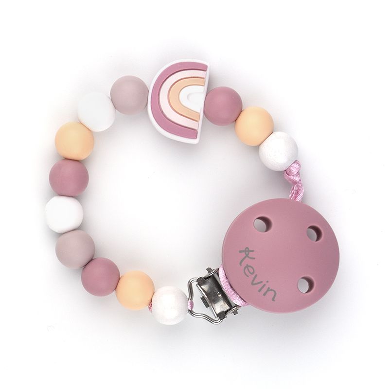 Cadenita Silicona Arcoíris Blush con nombre en el CLIP - Mikeko