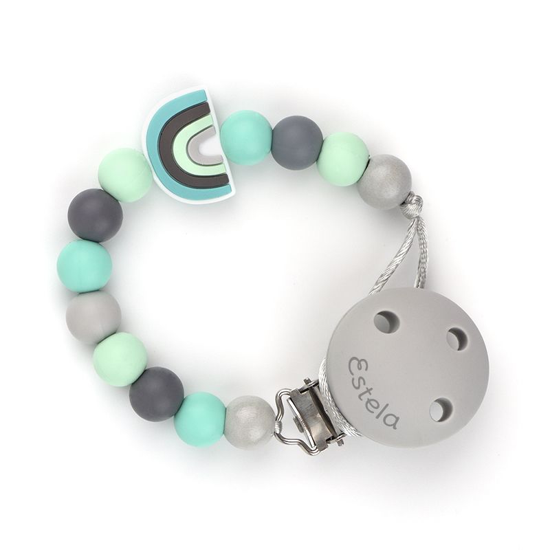 Cadenita Silicona Arcoíris Menta con nombre en el CLIP - Mikeko