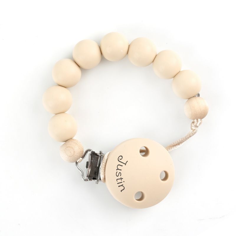 Cadenita Silicona Bubble Beige, con el nombre en el CLIP - Mikeko