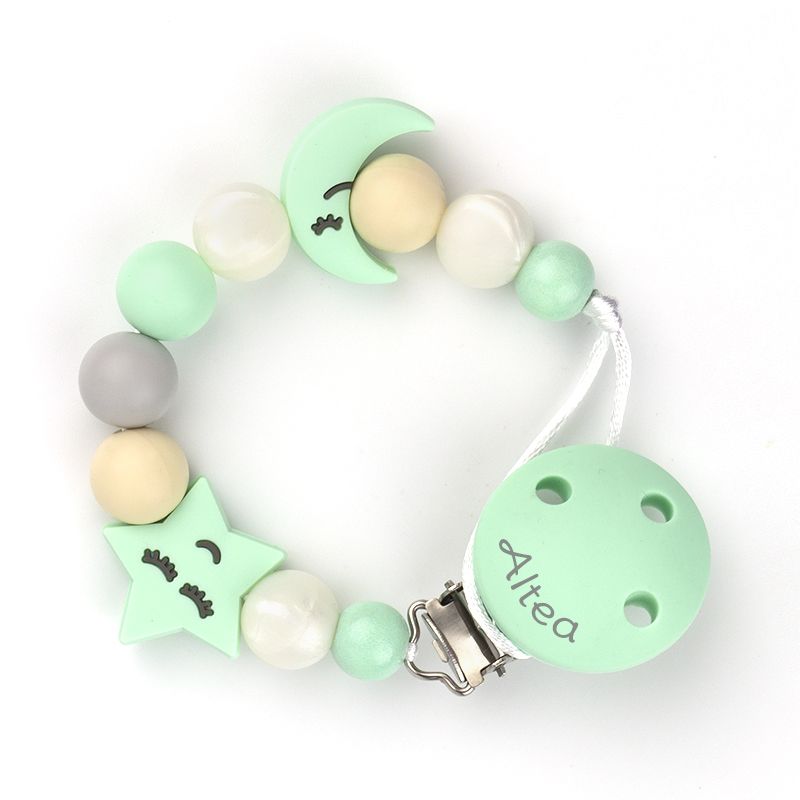 Cadenita Silicona Starmoon Menta con nombre en el CLIP - Mikeko