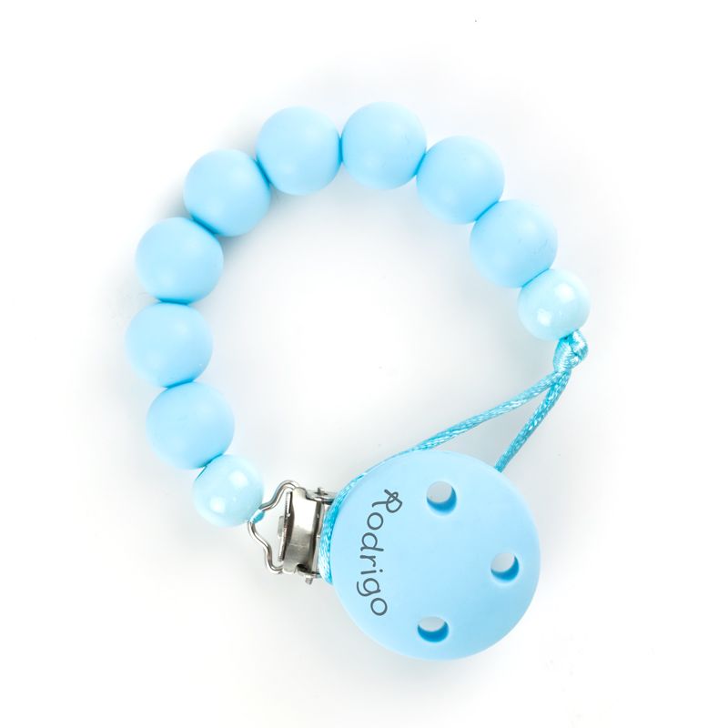 Cadenita Silicona Bubble Celeste, con el nombre en el CLIP - Mikeko