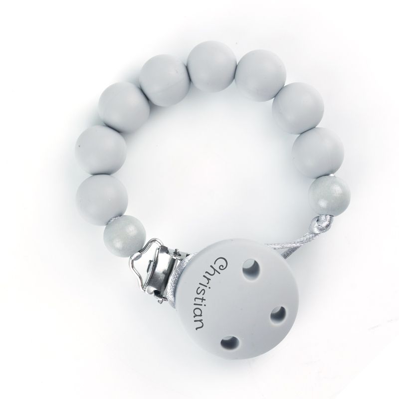 Cadenita Silicona Bubble Gris, con el nombre en el CLIP - Mikeko