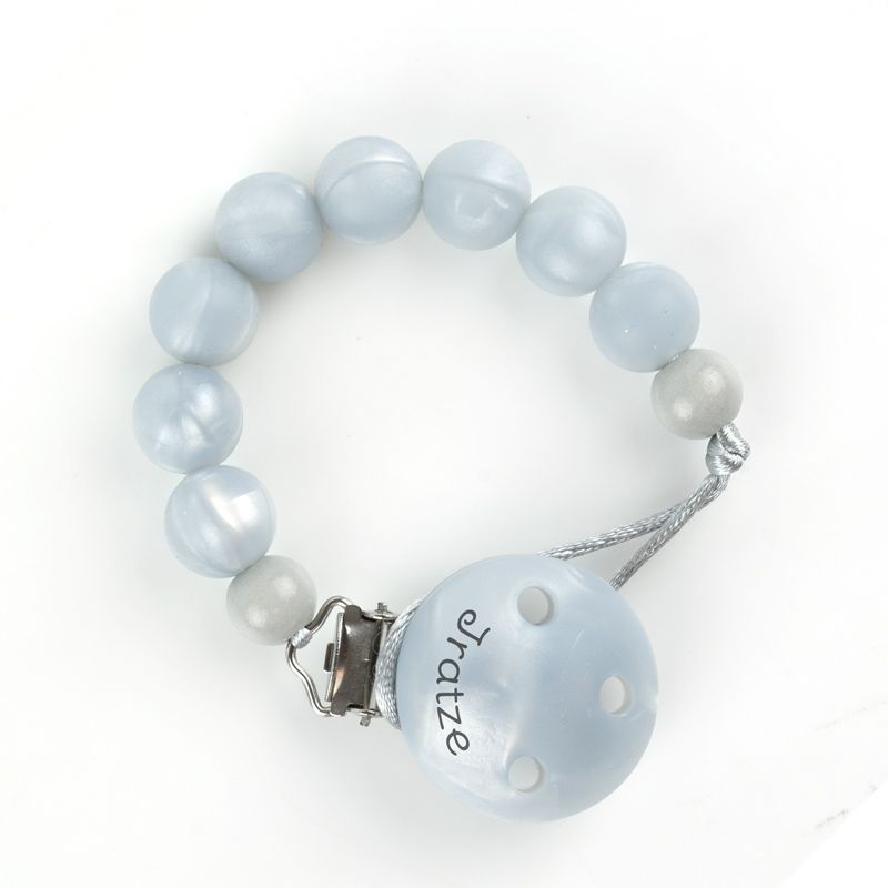 Cadenita Silicona Bubble Gris Nácar, con el nombre en el CLIP - Mikeko