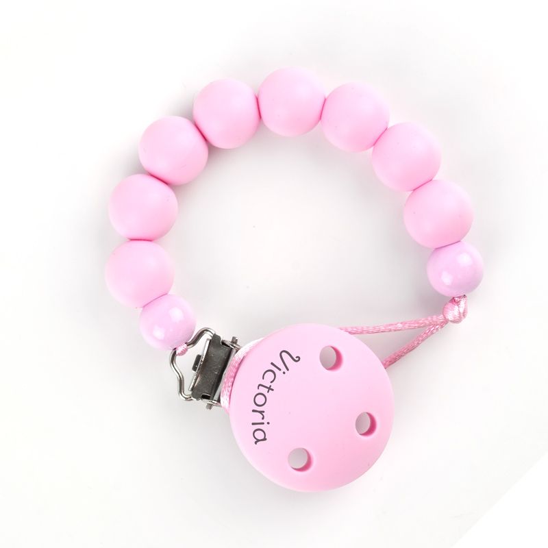 Cadenita Silicona Bubble Rosa, con el nombre en el CLIP - Mikeko