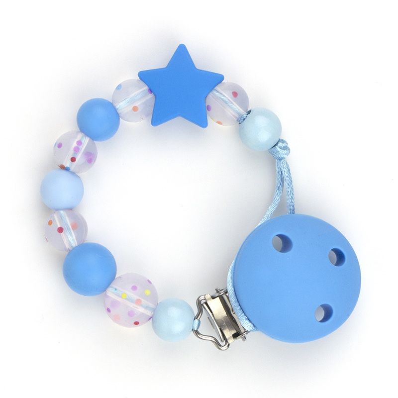 Cadenita Silicona Confeti Azul con nombre en el CLIP - Mikeko