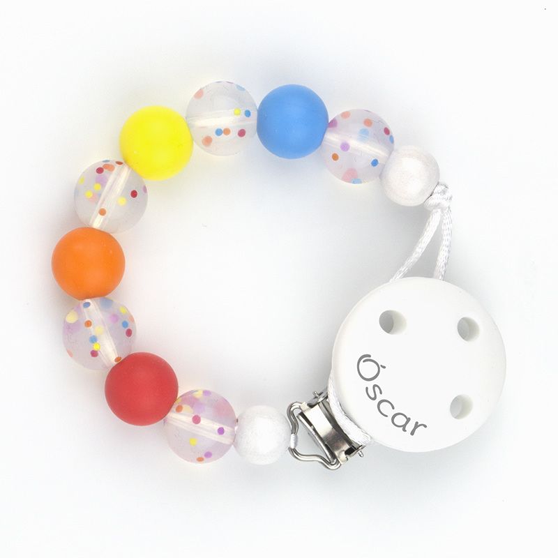 Cadenita Silicona Confeti Multicolor con nombre en el CLIP - Mikeko