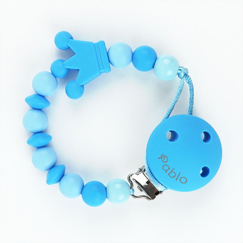 Cadenita Silicona Corona Tonos Azul con nombre en el CLIP - Mikeko