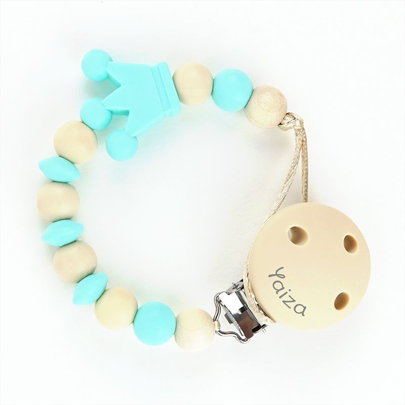 Cadenita Silicona Corona Turquesa con nombre en el CLIP - Mikeko