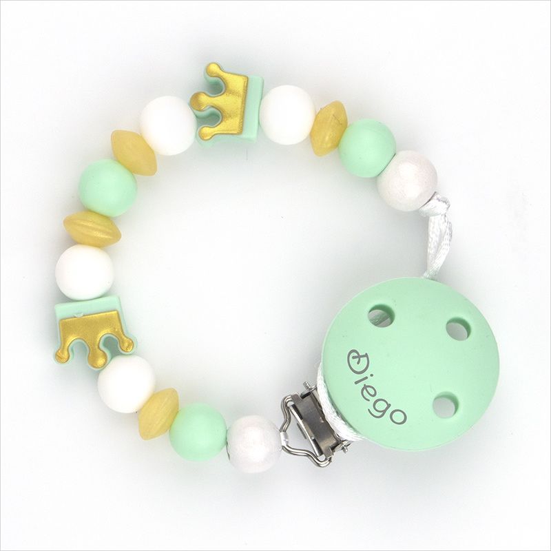 Cadenita Silicona Coronas Menta con nombre en el CLIP - Mikeko