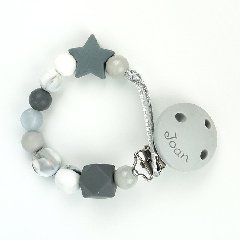 Cadenita Silicona Dora Gris con nombre en el CLIP - Mikeko