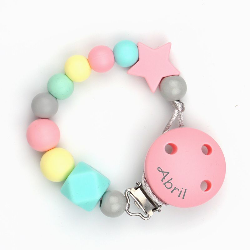 Cadenita Silicona Dora Salmón con nombre en el CLIP - Mikeko