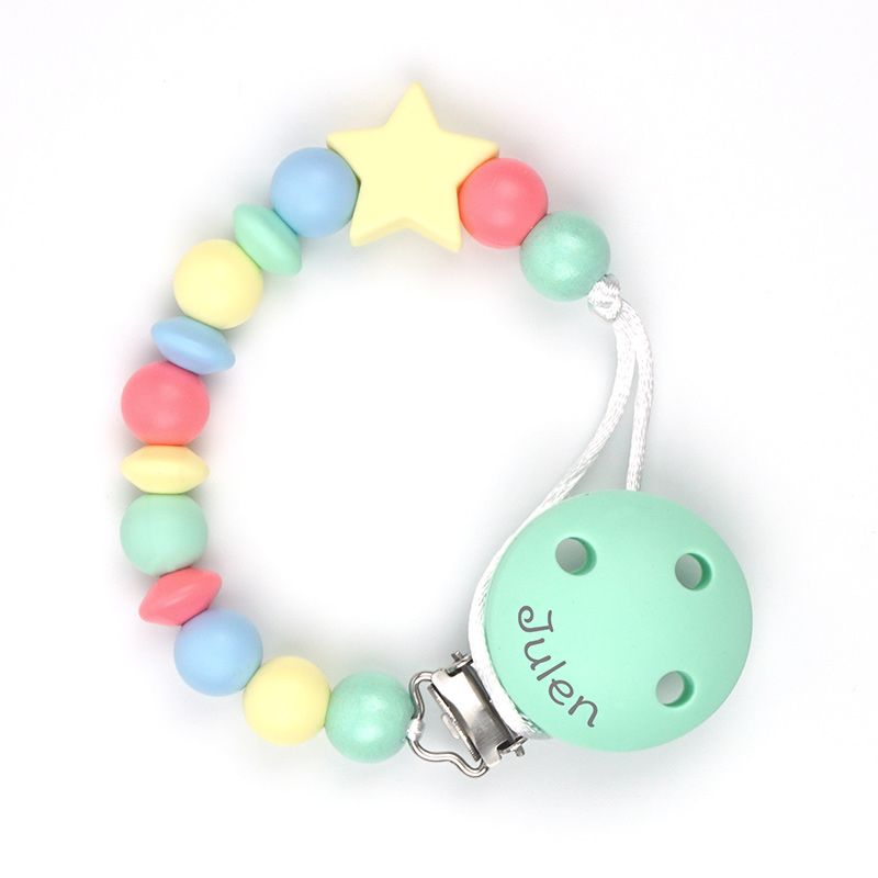 Cadenita Silicona Estrella multicolor con nombre en el CLIP - Mikeko