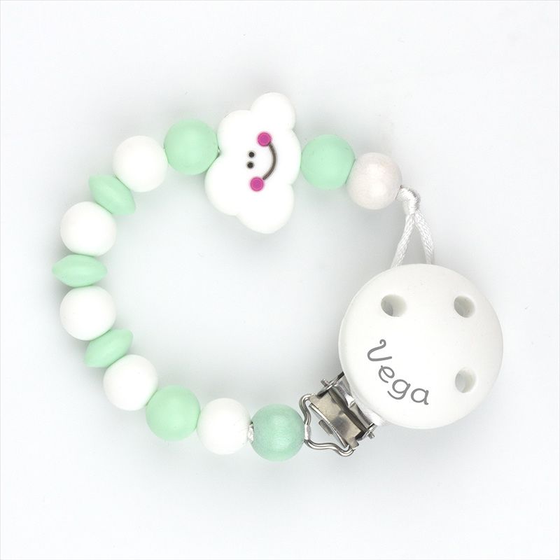 Cadenita Silicona Nube Menta con nombre en el CLIP - Mikeko