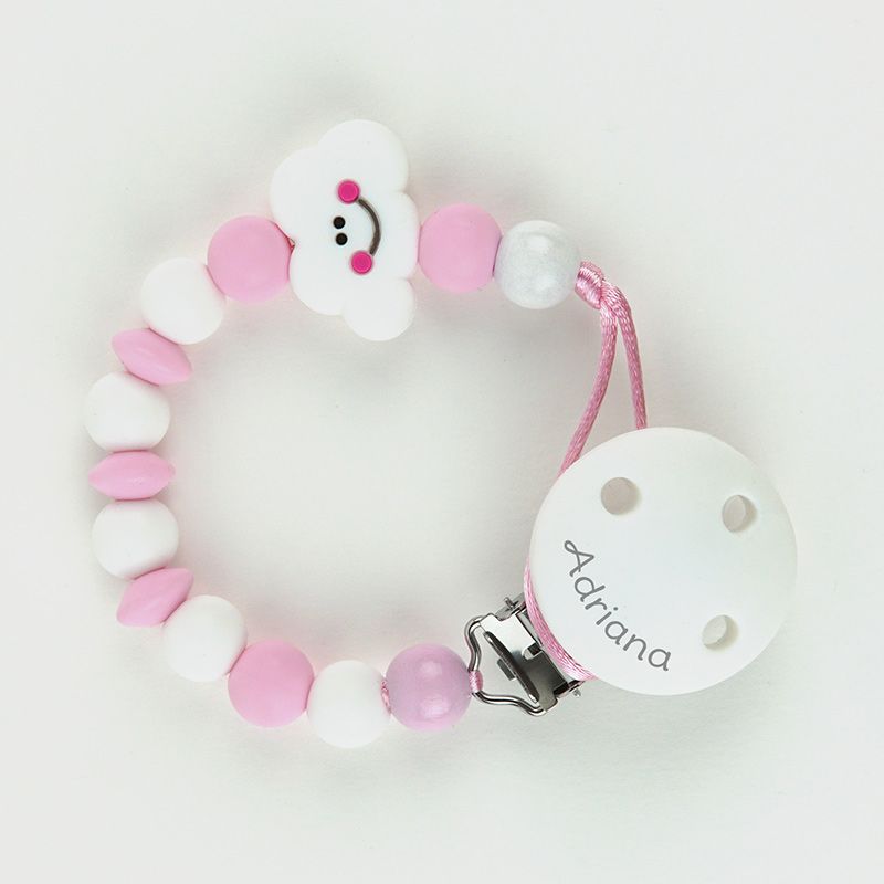 Cadenita Silicona Nube Rosa con nombre en el CLIP - Mikeko