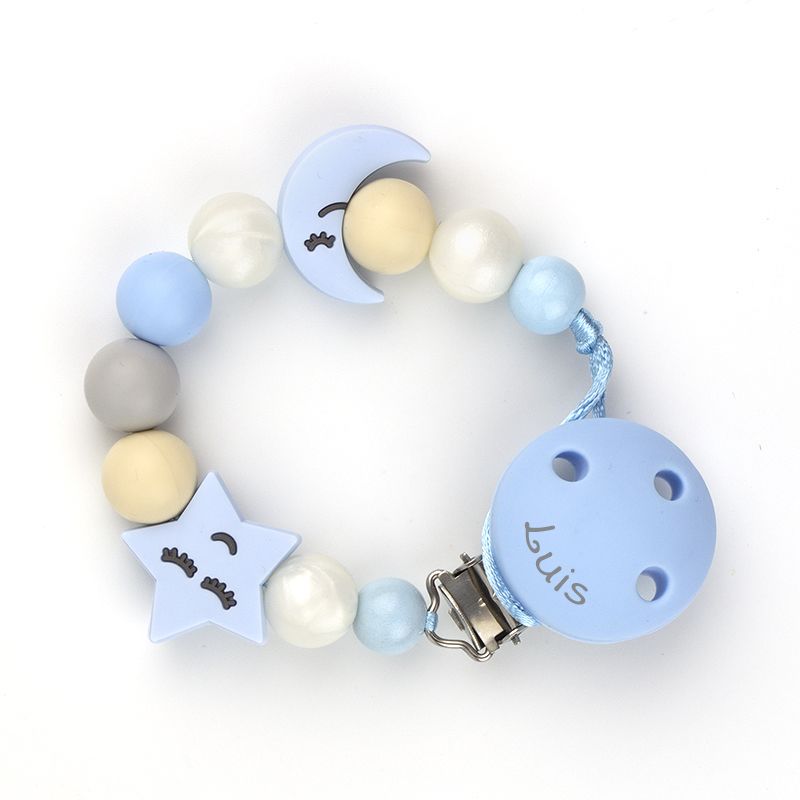 Cadenita Silicona Starmoon Celeste con nombre en el CLIP - Mikeko