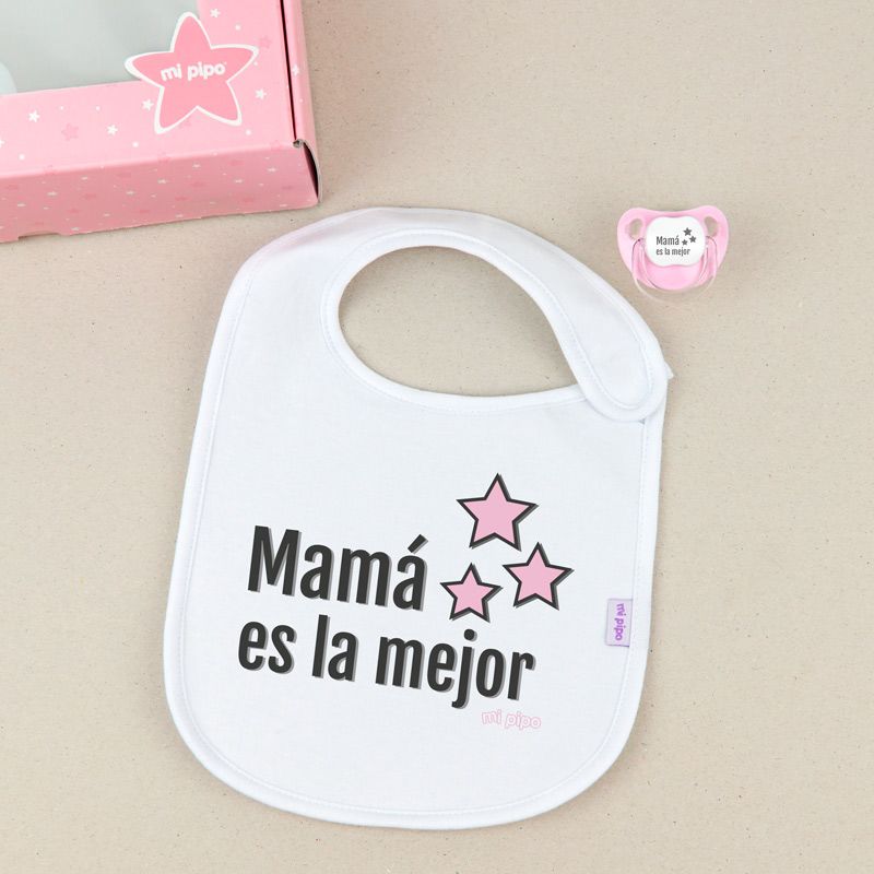 Cajita Babero + Chupete Mamá es la mejor rosa - Mikeko