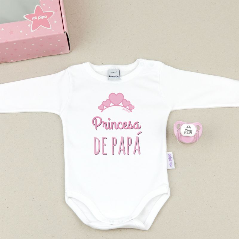 Cajita Divertida Body + Chupete Princesa de Papá Rosa - Mikeko