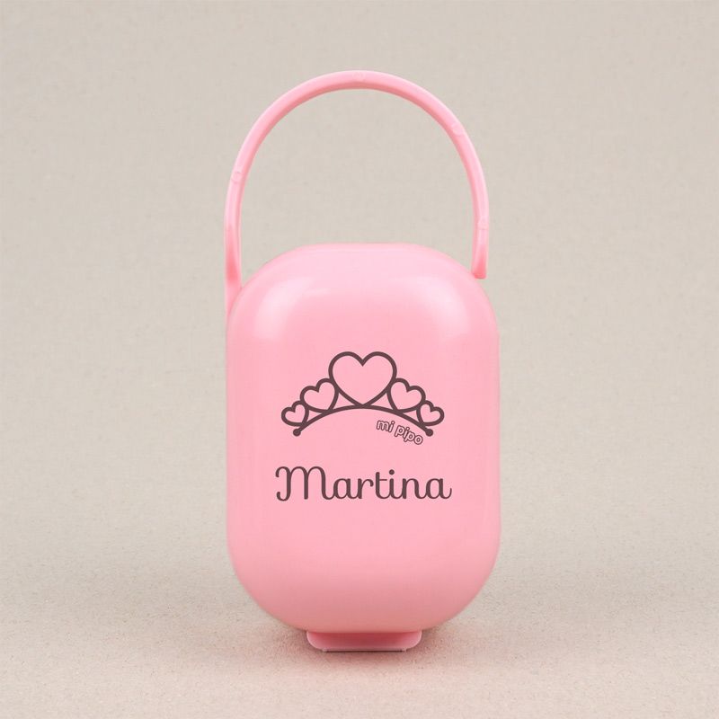 Cajita Portachupetes Personalizada Nombre + Tiara - Mikeko