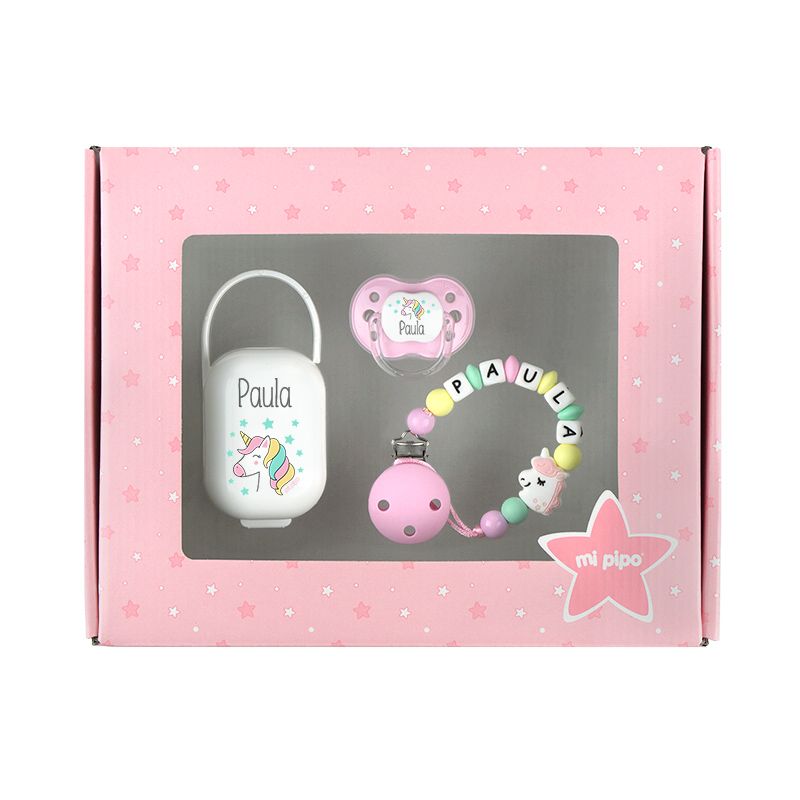 Cajita Top Unicornio Rosa Personalizada - Mikeko