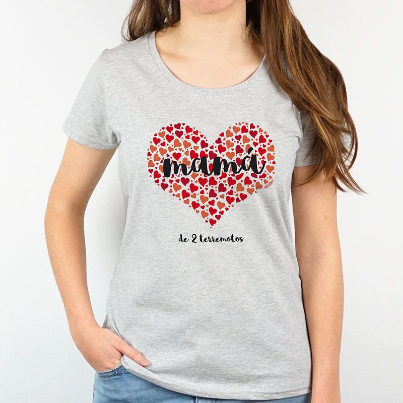 Camiseta o Sudadera Divertida Mamá (corazón de corazones) rojo personalizable - Mikeko