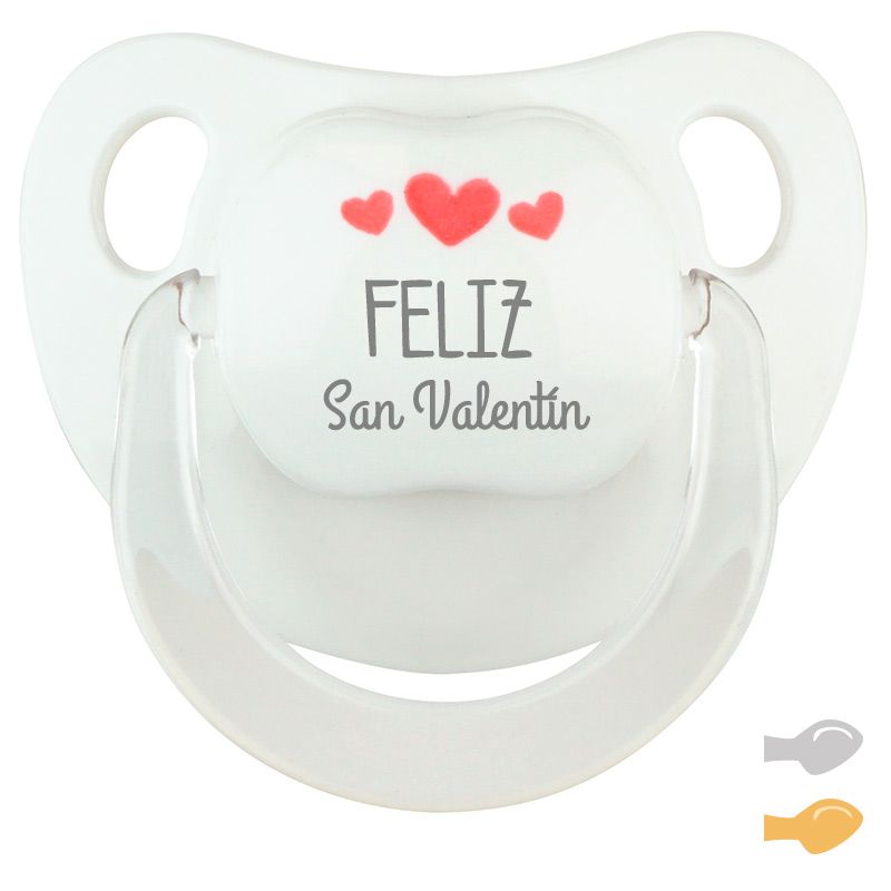 Chupete Baby Deco Blanco Feliz San Valentín - Mikeko