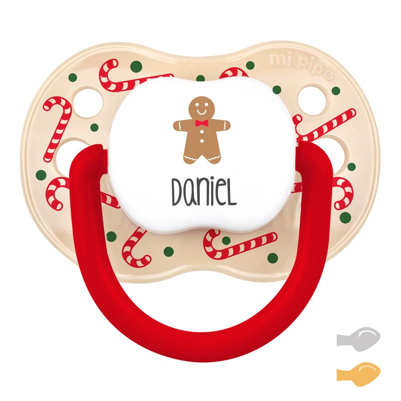 Chupete New Classic Deco Navidad Beige Bastones, Personalizado - Mikeko